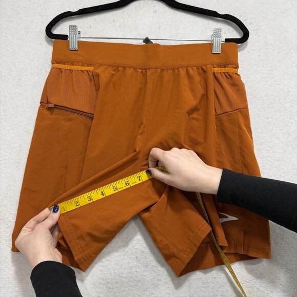 Brooks Shorts Mens Small Orange Sherpa 7" 2 In 1 Running Pocket Athletic Liner - Picture 3 of 13